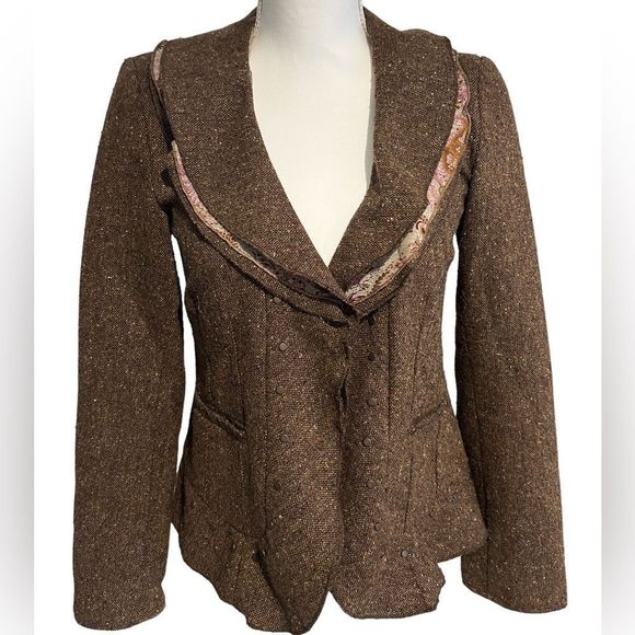 BROWN TWEED COLDWATER CREEK JACKET SIZE 4 - Picture 1 of 7